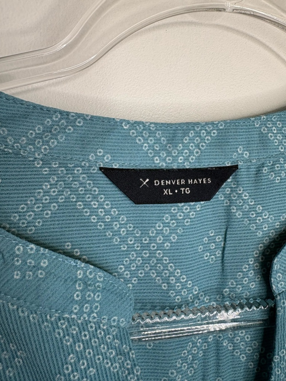 Light Blue Printed Tie-Front Blouse - Picture 6 of 8